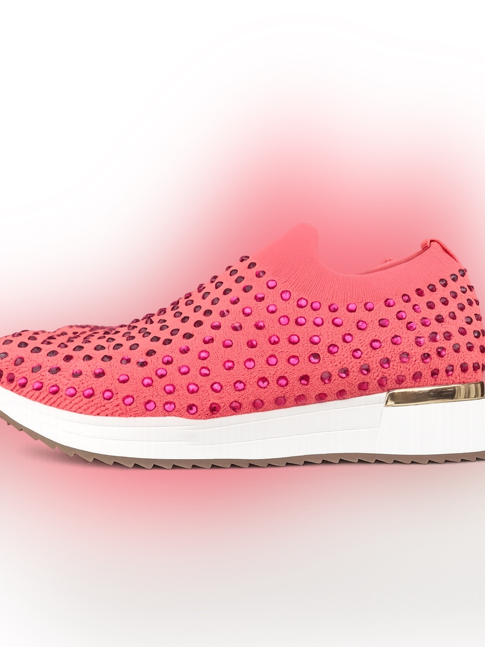 Reaction Kenneth Cole Coral Pink Rhinestone Jewel Joggers Slip-On Sneakers Sz 8 - Picture 8 of 10